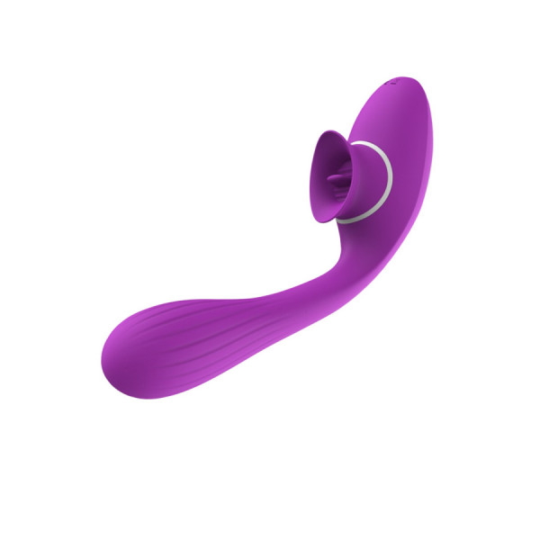 Stimulateur Clitoridien avec langue & Vibromasseur Point G 2-en-1 DISA Violet Cœur Ardent